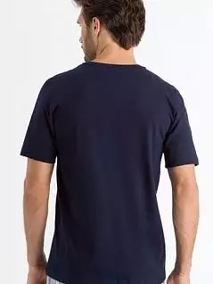Универсальная футболка ​​​из однотонного хлопка синего цвета HANRO 075050c1610